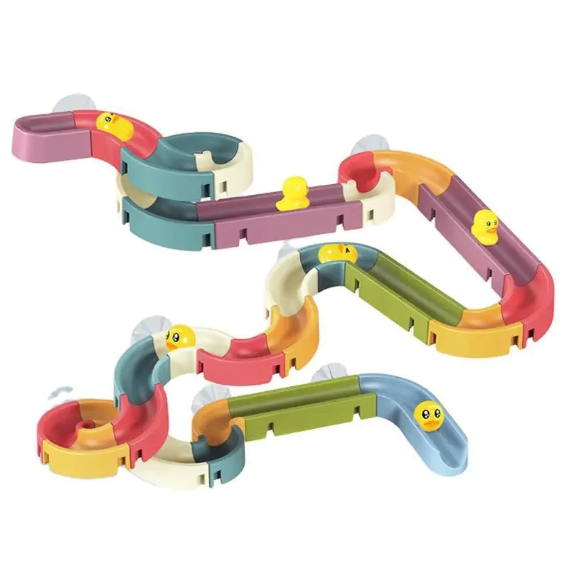 Baby Bath Duck Toys DIY Marble Race Run Assembling Track